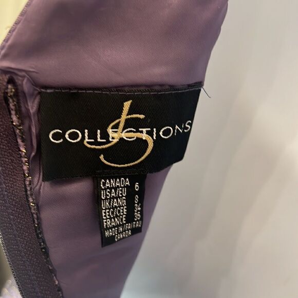 JS Collection Formal Top Size 6 Cropped V Neck Purple Gold Metallic Zipper Back - Picture 5 of 7